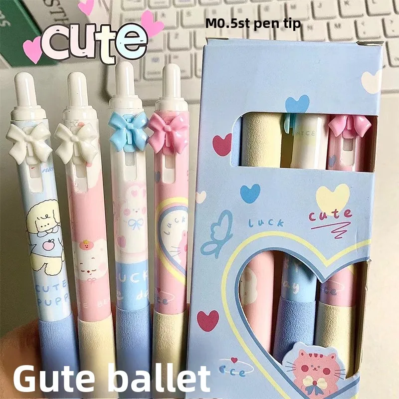 4 قطعة أقلام لطيف قابل للسحب الكرتون هلام أقلام لينة قبضة أقلام 0.5 مللي متر قلم حبر أسود أقلام الجمالية Kawaii مكتب المدرسة أقلام
