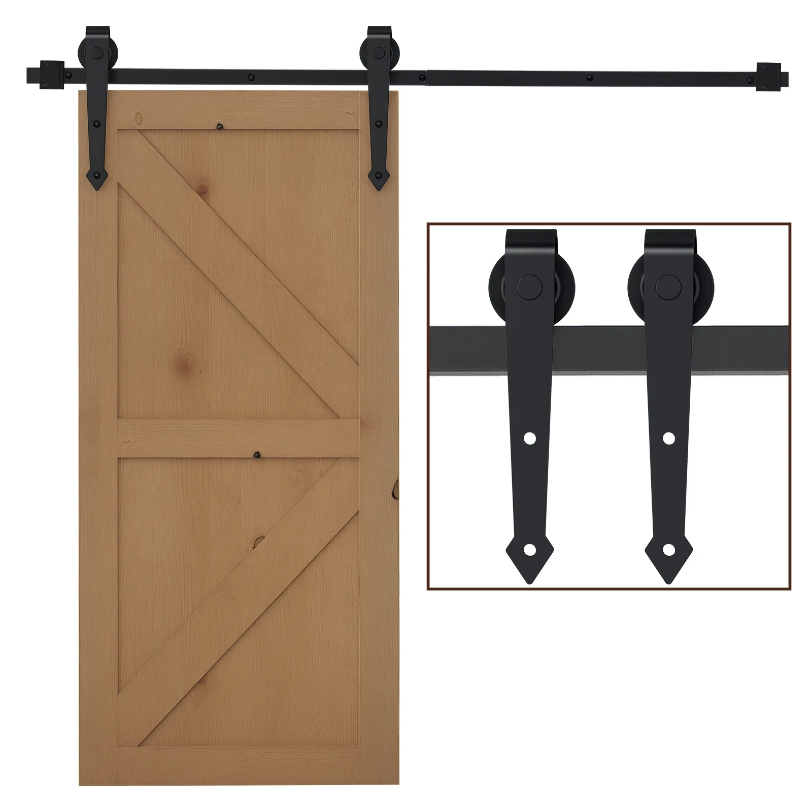 HOMCOM 200cm/6.6FT Herraje para Puerta Corredera Kit Accesorios para Puerta