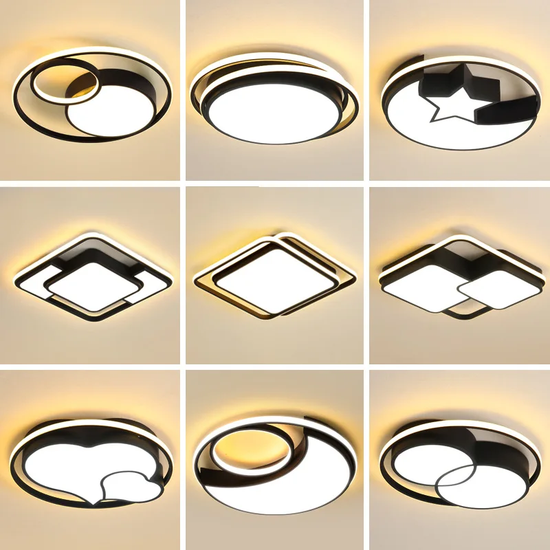 

Modern LED Ceiling Light Rings Creative Ceiling Lamp Square Flush Mounted Hallway Balcony Aisle Office Chandelier Round Decorate