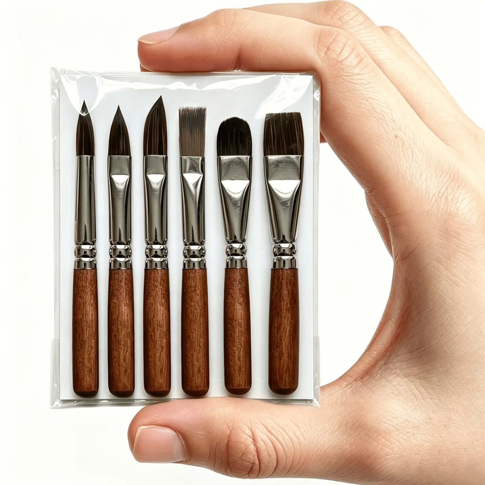 6pcs Short Handle Watercolor BrushesProfessional Synthetic Squirrel Paint Brush Set for Detail Acrylic Gouache, Travel Art Paint