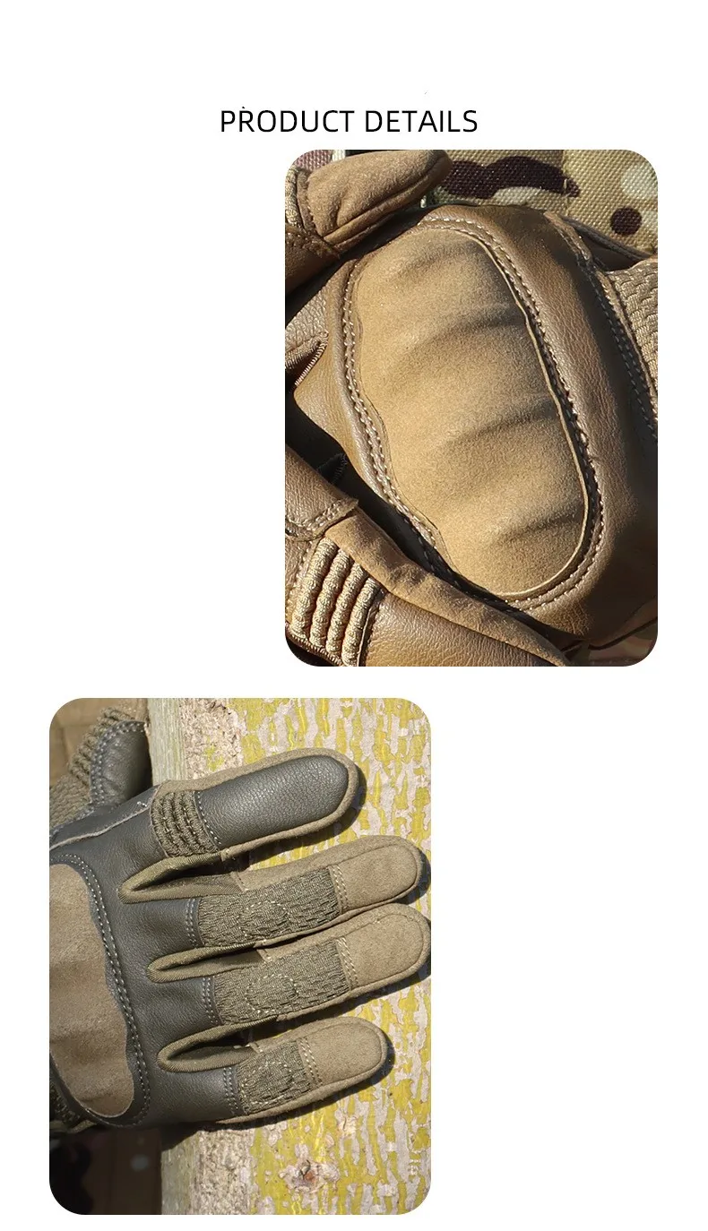 PU Leder Taktische Handschuhe Touchscreen Radfahren Hard Shell Wandern Kampf Jagd Airsoft Fahren Fahrrad Anti-slip Fahrrad Fäustlinge – Detail 7