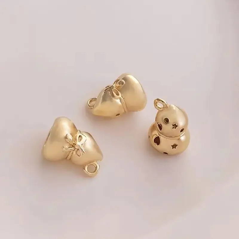 Color preservation 14K gold hollow-out starboard gourd pendant handmade DIY bracelet necklace fu Lu pendant hanging ornaments