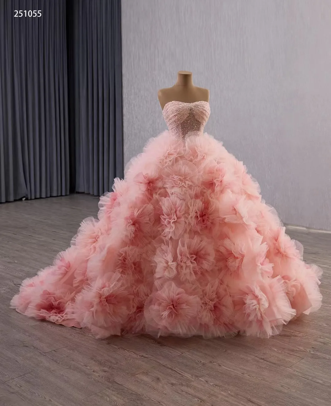 Vestidos de quinceañera hinchados de color rosa, vestido de baile con escote en forma de corazón, volantes y perlas, vestidos mexicanos dulces 16, 15 años personalizados