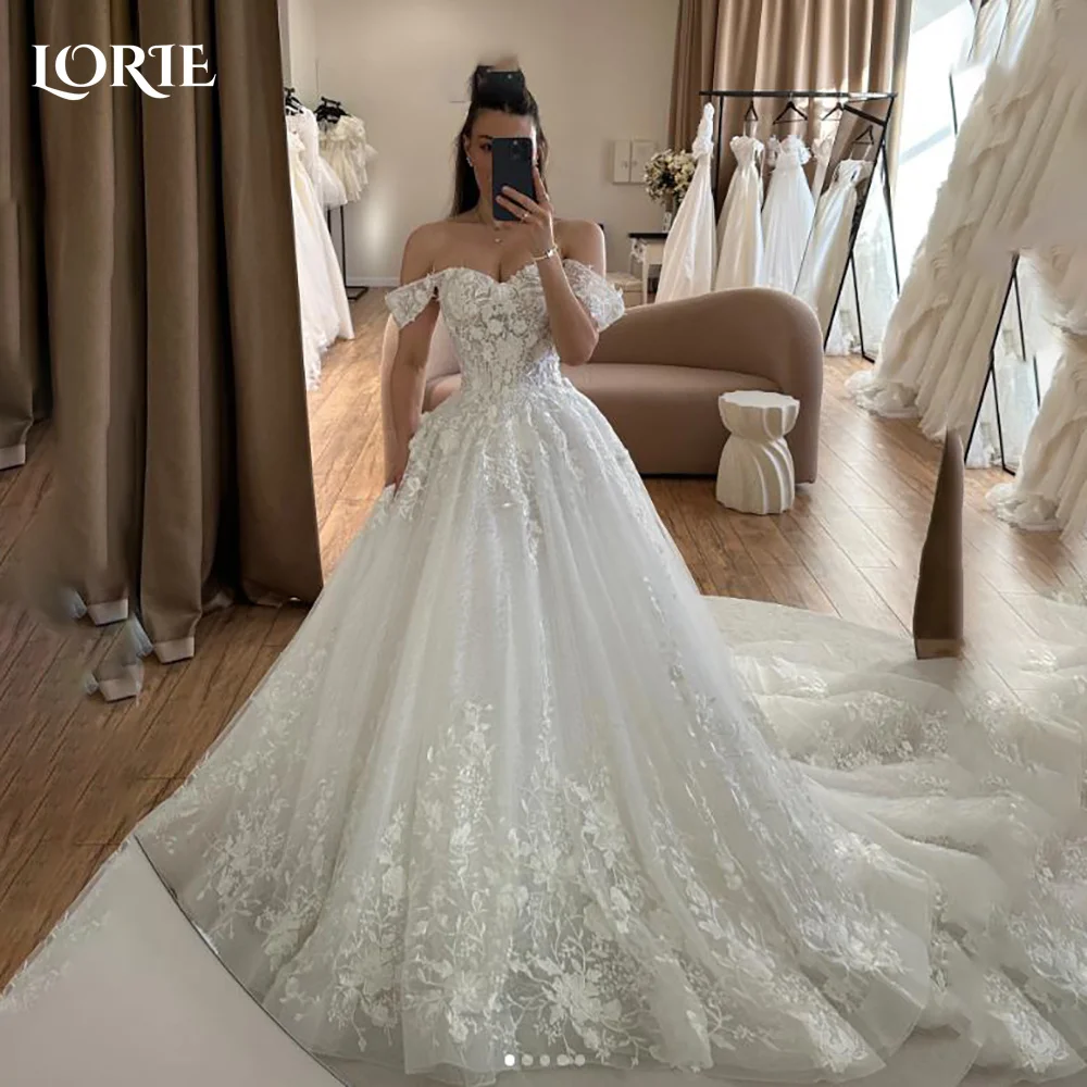 

LORIE Vintage Straps Wedding Dress A-Line Sweetheart Ruffle Sweetheart Ball Bridal Gown Princess Satin Bride Gown Customized