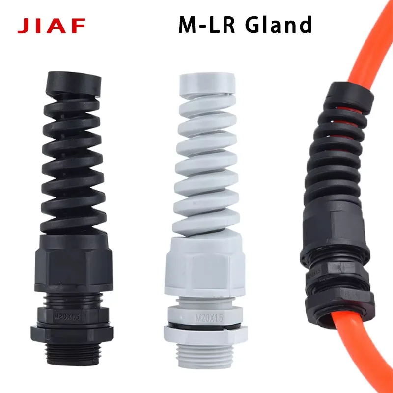 5Pcs Lengthened Waterproof Anti-Bending Cable Gland M12 M16 M18 M20 Nylon PA66 Black White Torsion Proof Plastic Seal Joint