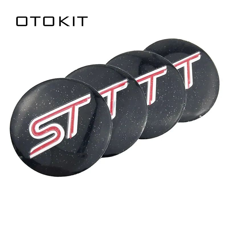 4 Uds ST pegatinas centrales de rueda de coche cubierta para Ford ST Fusion Everest Escape Explorer Edge Mondeo Focus Ecosport Fiesta Kuga