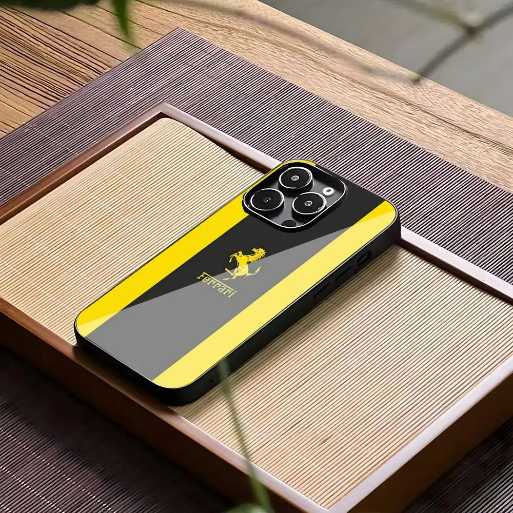 Роскошный чехол для телефона FerrariEs Sports Car для IPhone 16 15 17 14 11 12 15 13 Pro Max 8 7 6 Plus X SE XR Жесткий силиконовый чехол из ПК + ТПУ