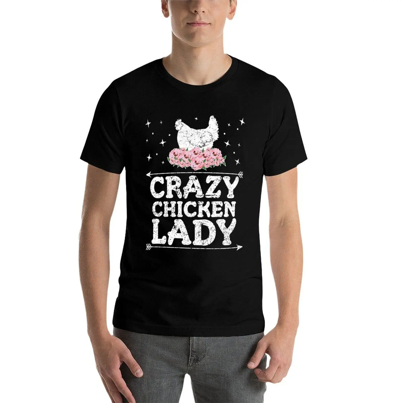 

Футболка Crazy Chicken Lady Shirt, футболки с принтами, мужские футболки для мужчин, мужская футболка с графическим рисунком