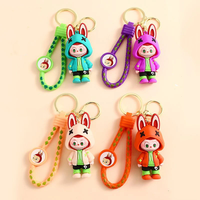 Cute Key Chain Anime Labubu Bucktooth Sheep Car Keychain for Bag Charms Doll Keyring Men Women Jewelry Couple gifts Wholesale