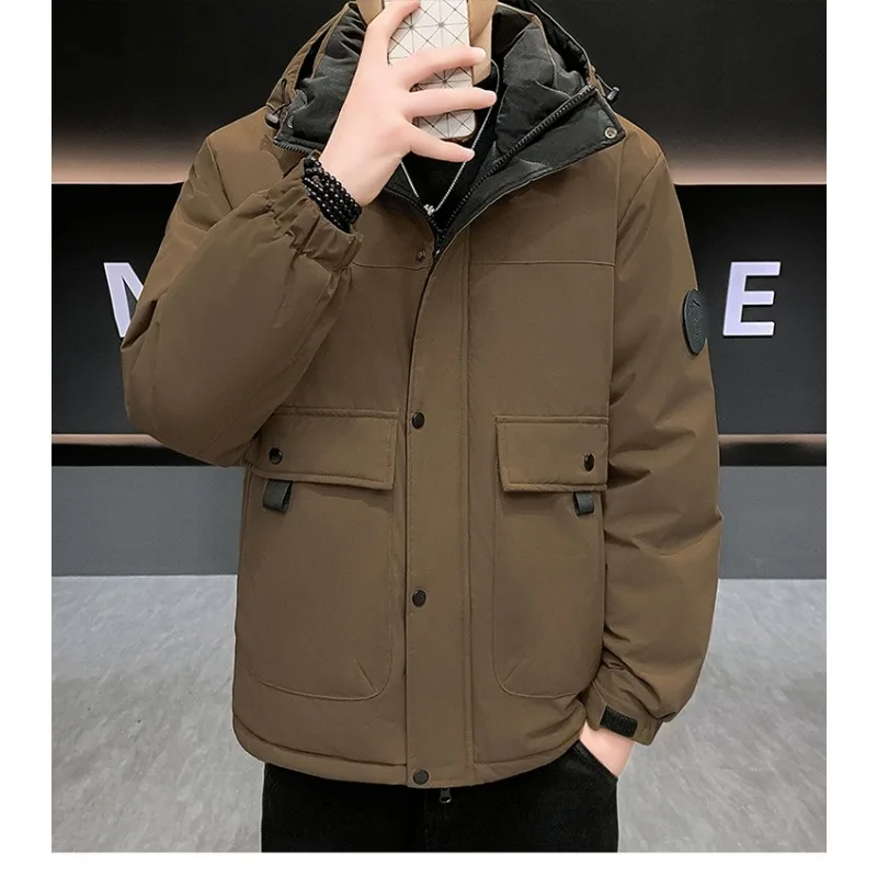

Men Hooded Long Sleeve Zipper Casual Loose and Comfortable Warm Men Thick Waterproof Jacket Parkas Coat Windproof