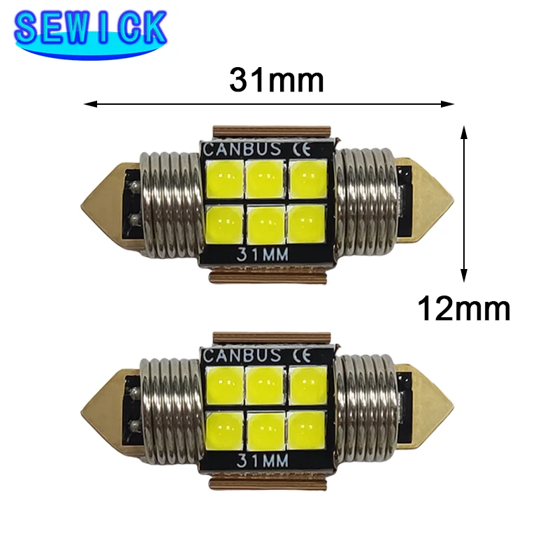 100PCS 12V C5W LED Bulbs CANBUS Festoon 31/36/39/41MM LED Light For Car Interior Dome Trunk License Plate Lights
