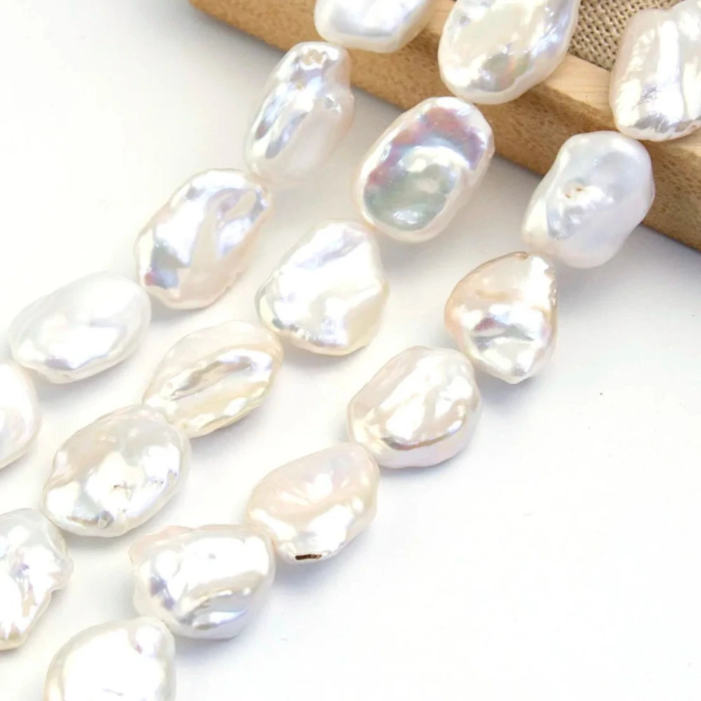 

1Strand 12-13x15-17mm Natural Freshwater White Pearl Shell Loose Beads Jewelry Make DIY Necklace Bracelet Accessories