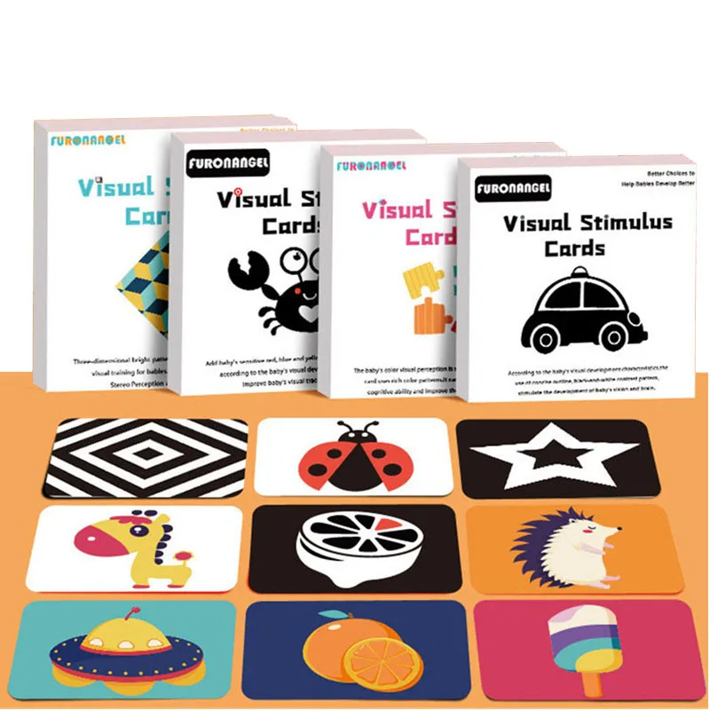 

Montessori Toddler Visual Stimulation Cards Early Educational High Contrast Book Baby Sensory Toy Black White Colorful Flashcard