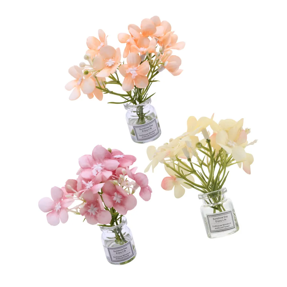Miniature Dollhouse Vase Set – 3pcs Realistic Potted Plant Decor for Miniature Scenes & Desktop