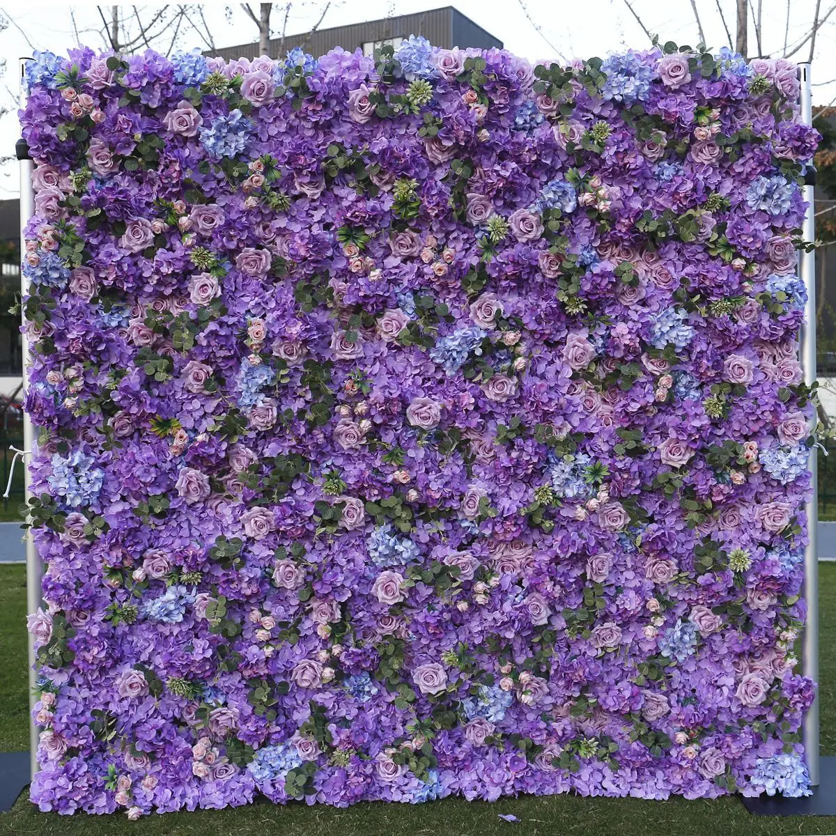 Luxury Classical violet 3D Flower Wall Wedding Backdrop Props Rose Hydrangea Arrangement Curtain Hanging Fabric Floral wall