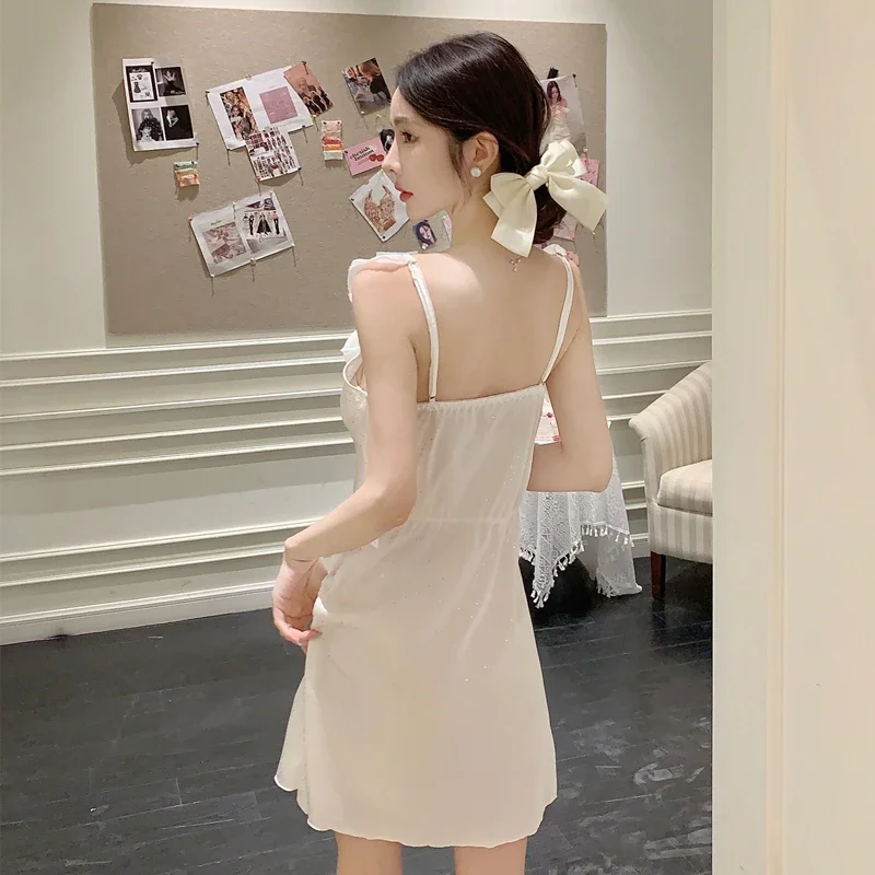 Sleeveless Nightgowns Women Bandage Tender Elegant Solid Home Casual Breathable Korean Fashion All-match Sleepwear Classic Mujer