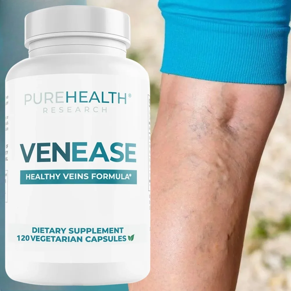 PUREHEALTH RESEARCH VenEase Support Supplements - Restless Legs Formula Supplement for Vein and Hemorrhoid Health