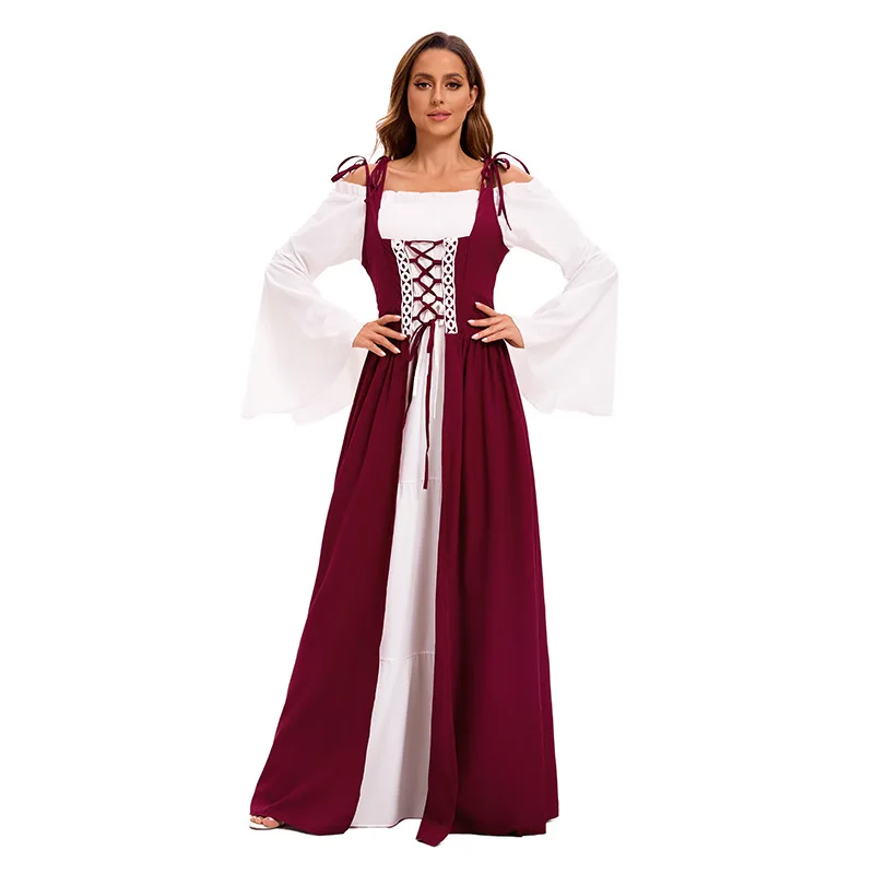 Adult loween Par Medieval Costume Vintage Court Queen Long Dr Stage Performance Outfit Ele Women's Traditional Cl...
