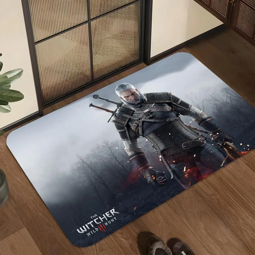 The W-Witcher 3 Wild Hunt Game Floor Mat Welcome Mat Entrance Doormat Balcony Bathroom Floor Mats Non-slip Rug Bedroom Carpet