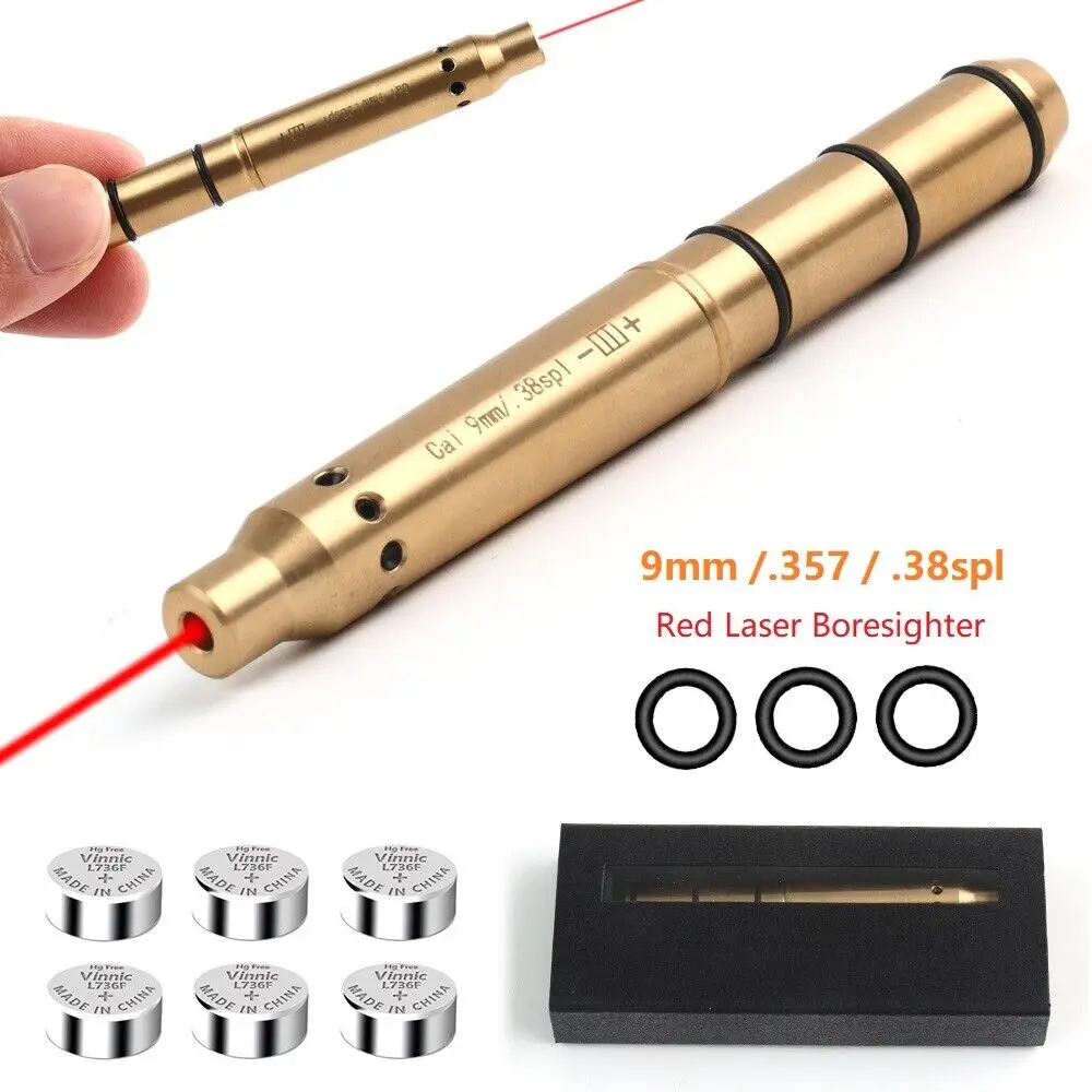 .38SPL/9mm Red Laser Bore Sight Cartridge Dry Fire Shooting Brass Boresight