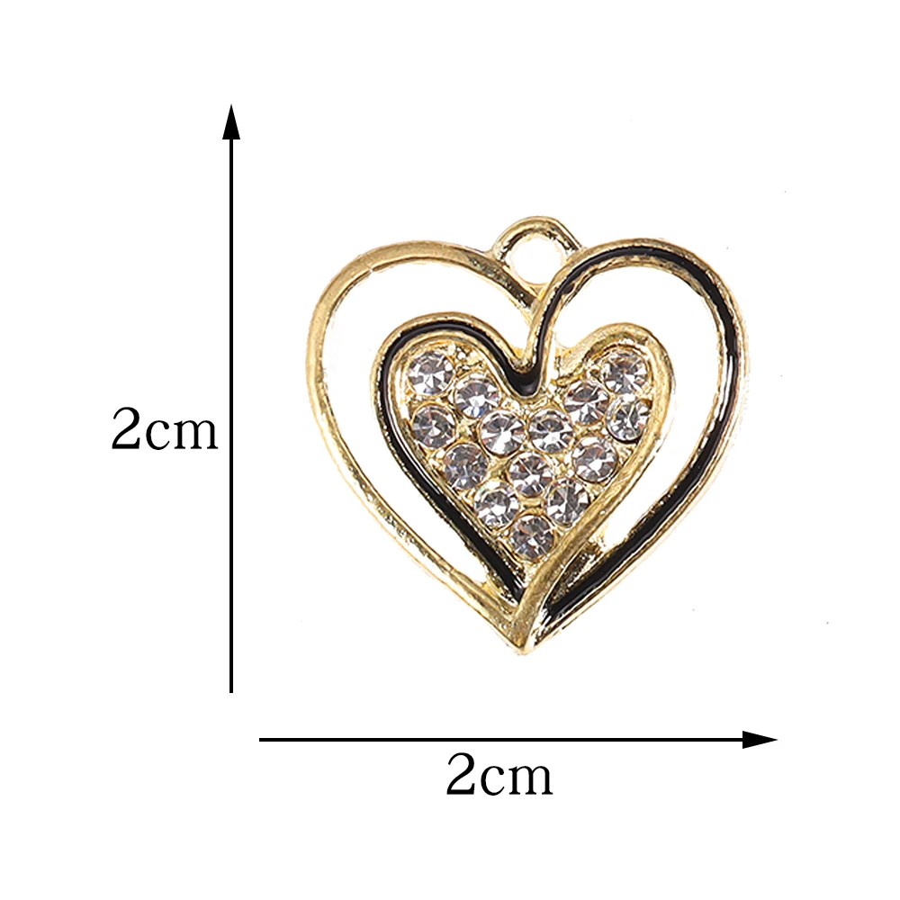 Kpop-dijes de corazones de diamantes de imitación delicados para mujer, pendientes DIY, collar, pulsera, fabricación de joyas, colgantes de amor, 20x20, 10 unidades por lote