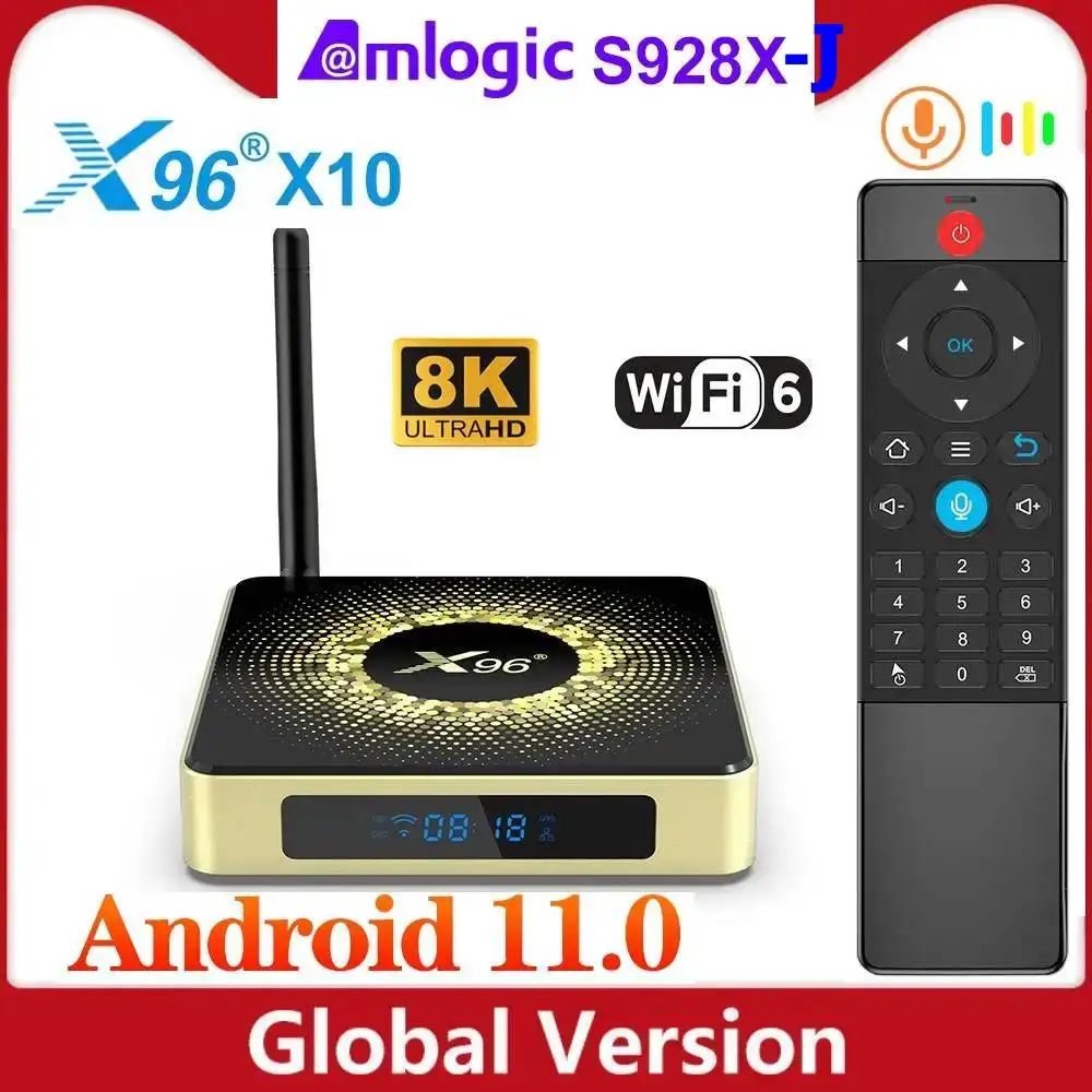 

X96 X10 Amlogic S928X-J TV Box Android 11 Set Top Box Support Dolby 8K Media Player Android 11.0 Wifi6 1000M DDR4 4G32G 8G64G