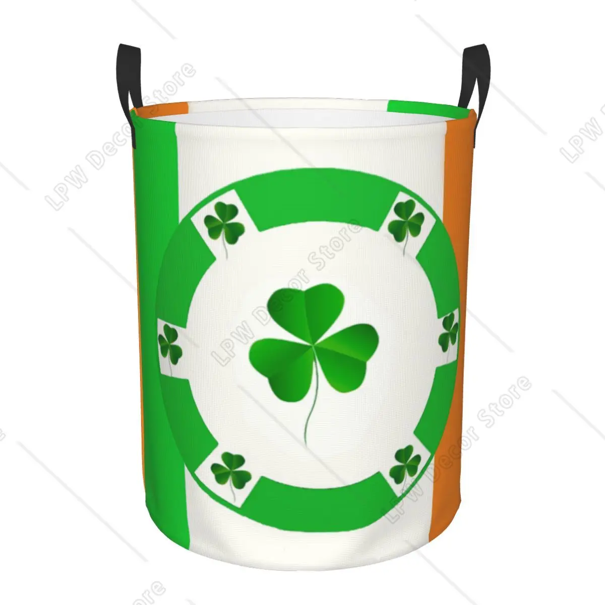 

Custom Ireland Flag Irish Shamrock Laundry Hamper Large Clothes Storage Basket Toys Bin Organizer for Kids
