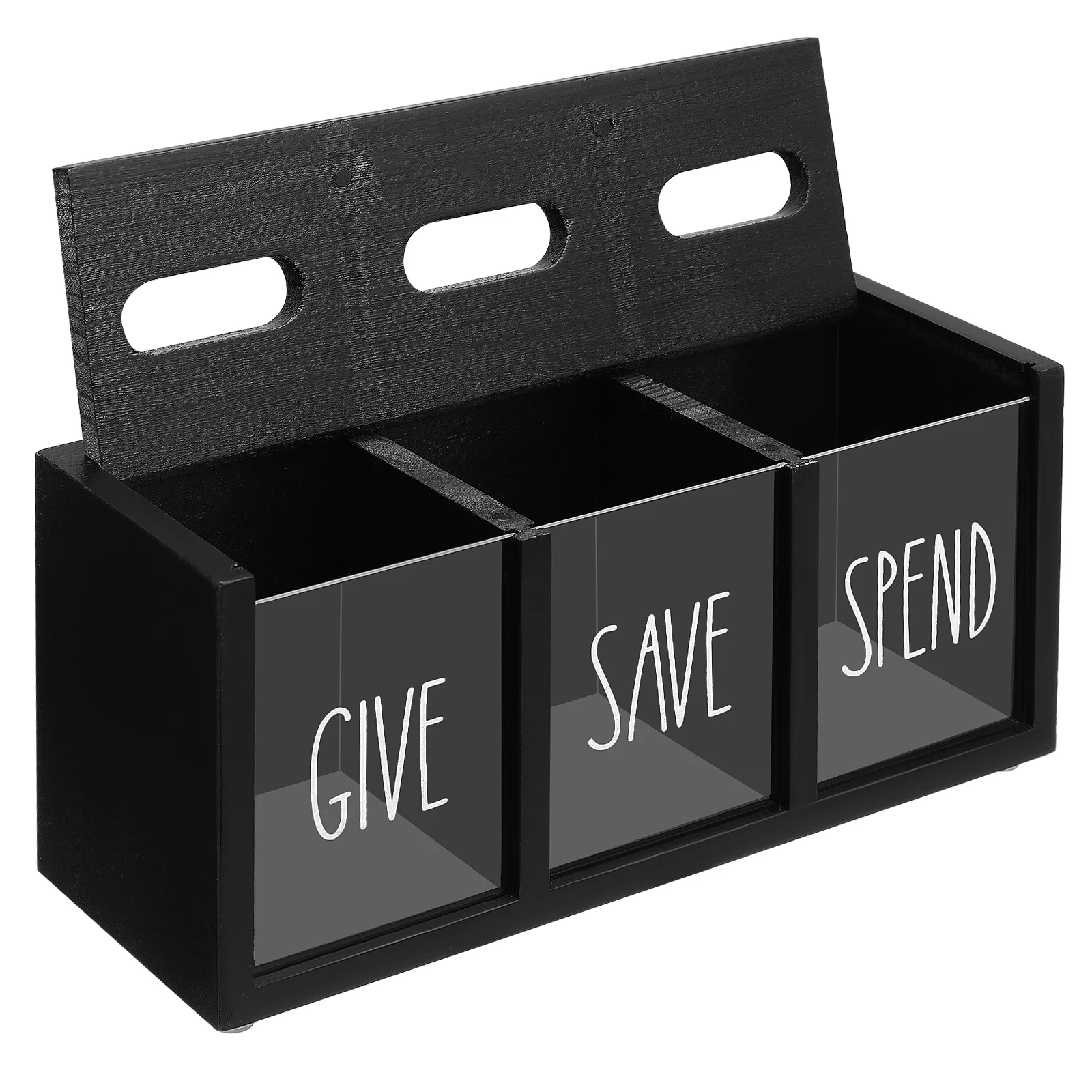 

Wooden Saving Box Large Capacity Clear Front Kids Money Holder Coin Bills Save Spend Give Sectioned Wood Cash Box Financial