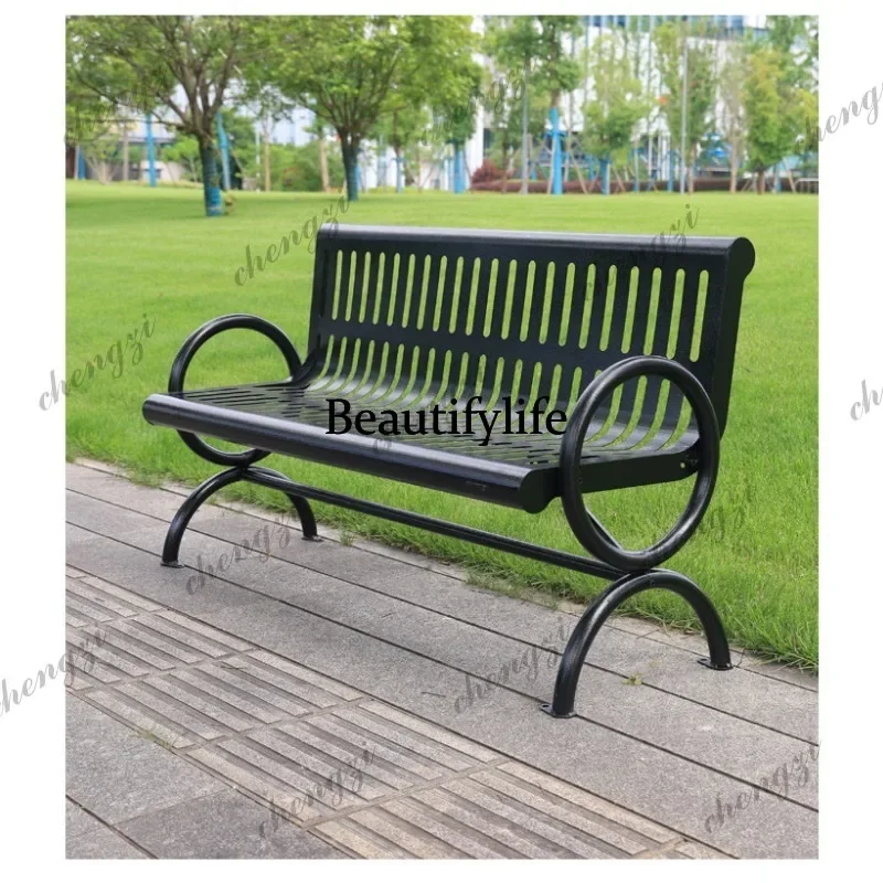 F181 Outdoor all-steel park chair courtyard double long square leisure cast iron seat multi-color
