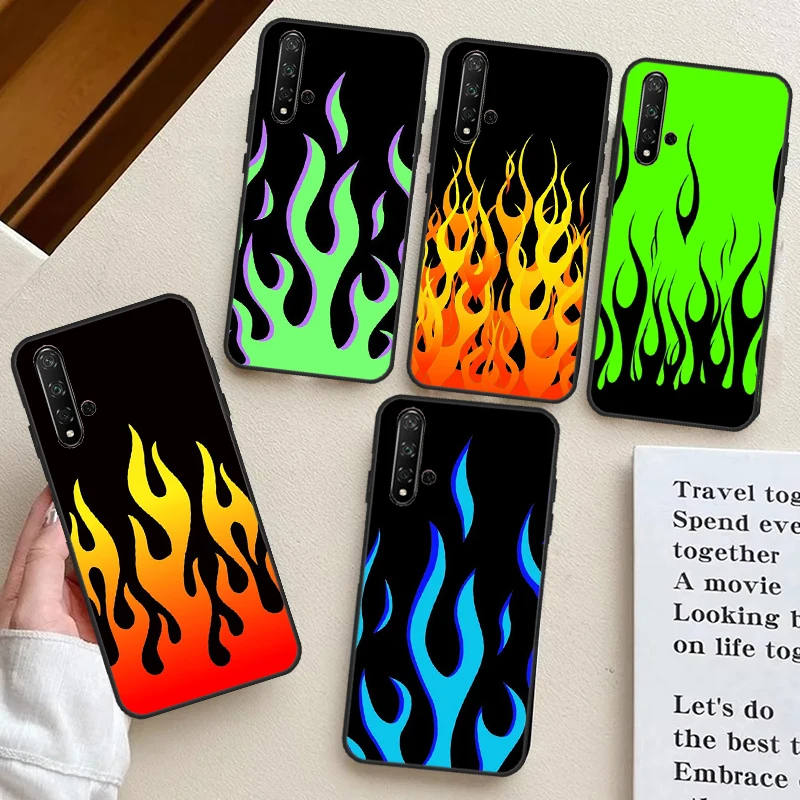 Blue Red Flame Fire For Huawei Nova 3i 7i 8i 11i Y91 Y90 Y61 Y60 Y70 Nova 10 9 SE 11 P20 P40 Lite P30 Pro Case