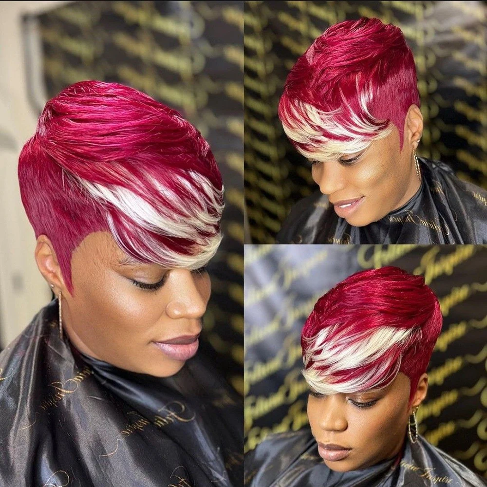 قصيرة عابث قطع الباروكات شعر الإنسان شعر مستعار مستقيم للنساء الشعر البرازيلي الطبقات آلة صنع قبعة 100% خصلات الشعر المستعار الإنسان ارتداء اليومي