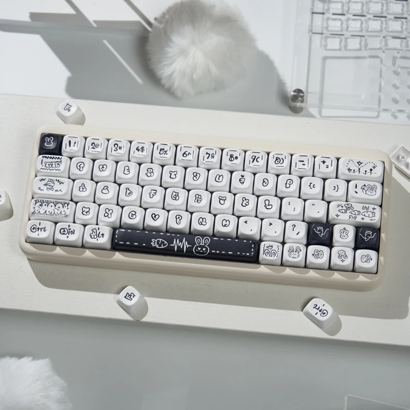 131 tasti PBT Copritasti Profilo MOA DYE-SUB Copritasti per 61/87/96/98/104/108 Tastiere meccaniche Carota Conigli Tema Keycap