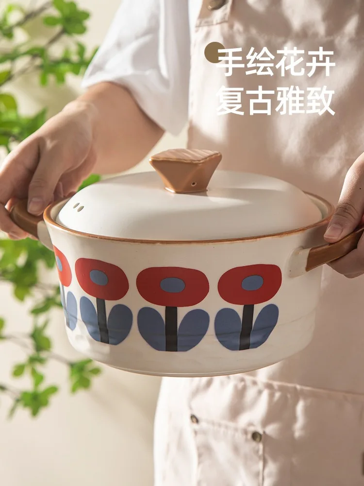 Japanese-style soup stew pot porridge  household ceramic casserole open fire stone Yan value porridge  housewarming