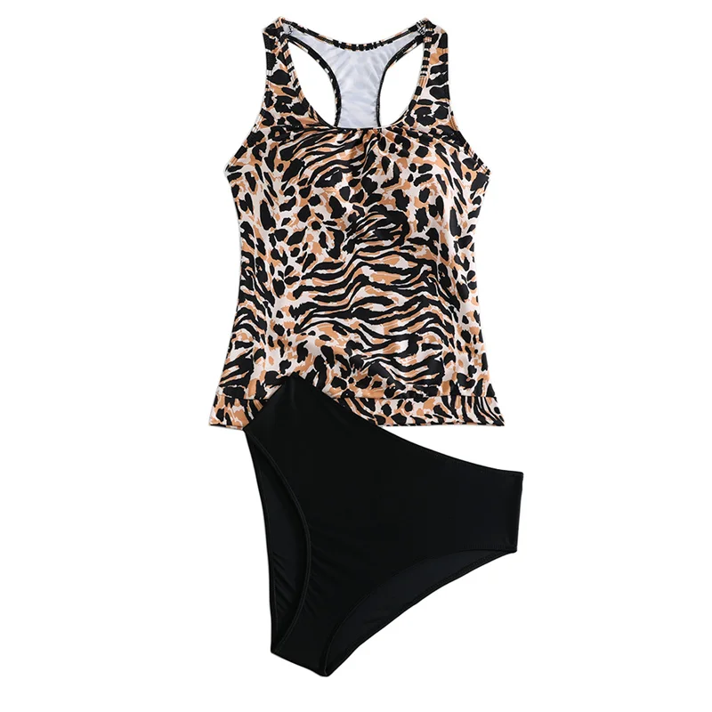 Conjunto tankini de banho feminino com shorts, cintura baixa, trajes de banho esportivos, parte inferior do biquíni, duas peças, controle de barriga, trajes de banho
