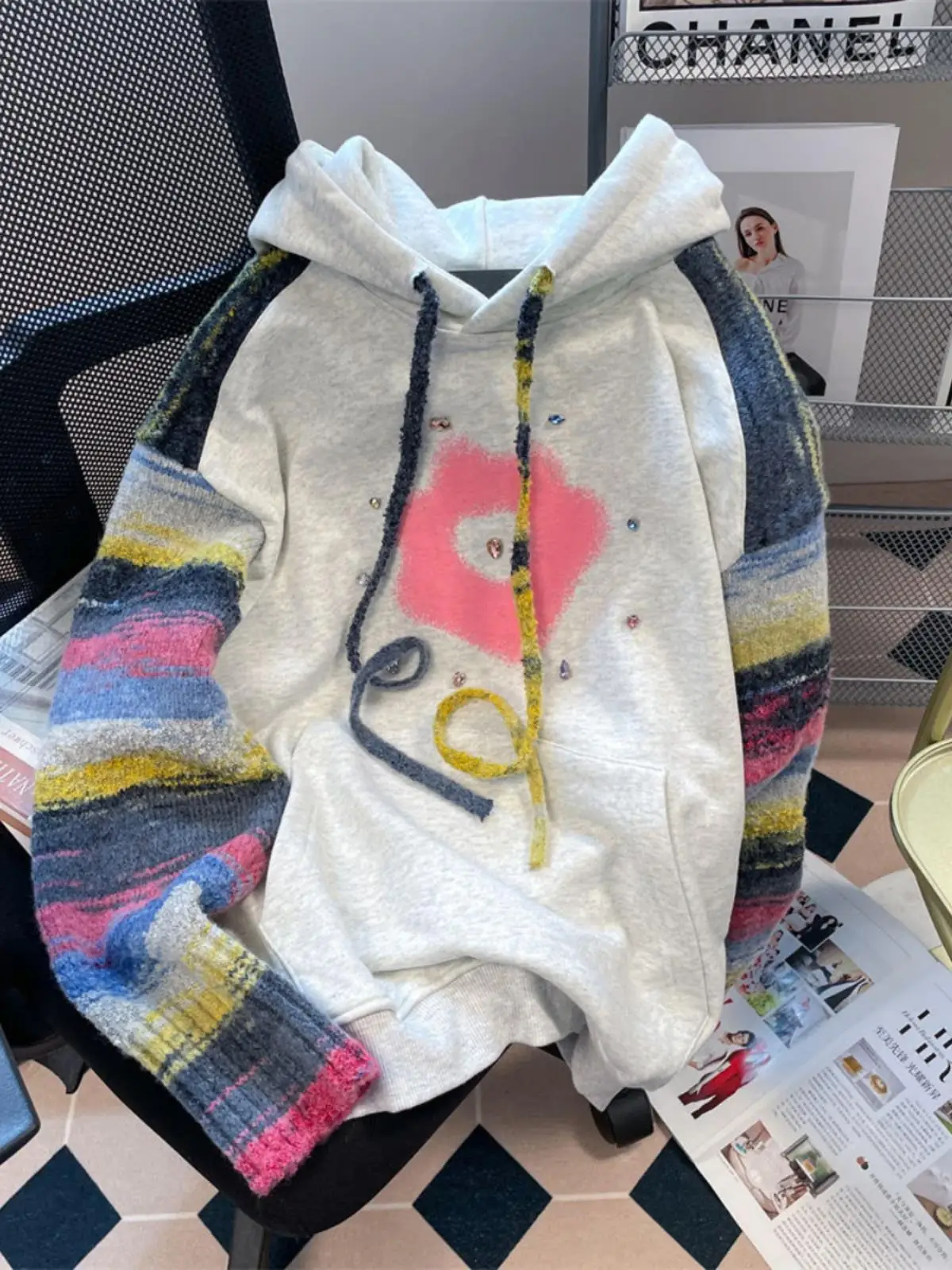 

Большой размер 300, американская шляпа Dopa, толстовка, мужская куртка, осенний модный вязаный лоскутный топ