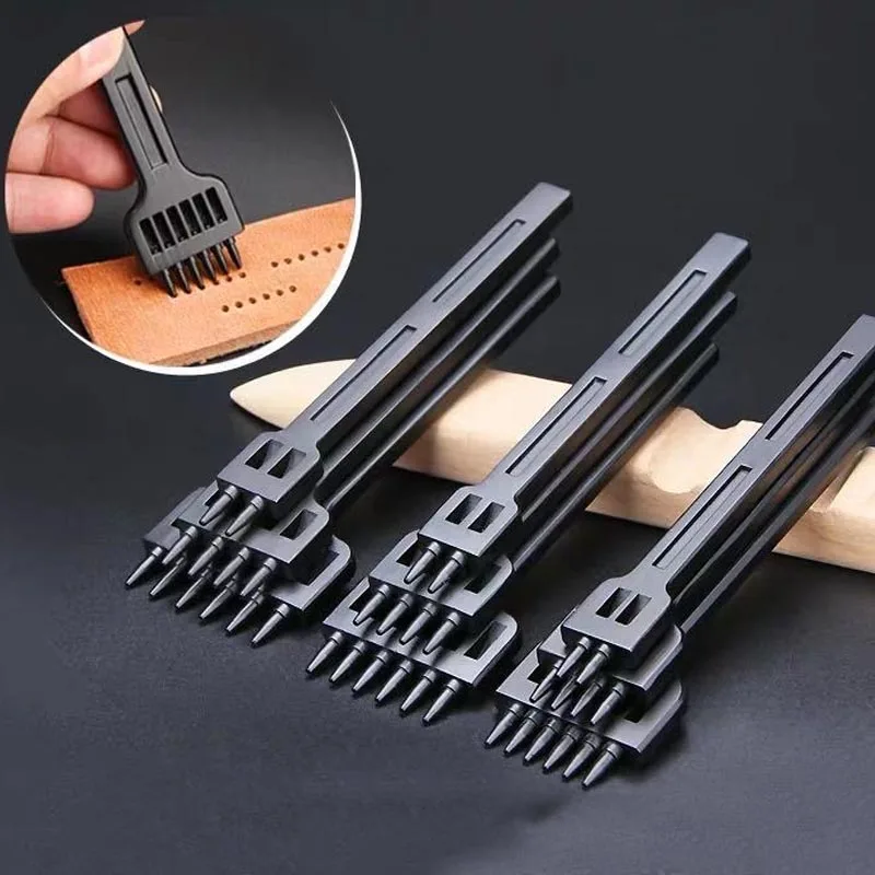 Leather Craft Tool Hand Hole Punches DIY Round Stitching Punch Sewing Stitching Punch Carving Work Saddle Set Spacing Punch Tool