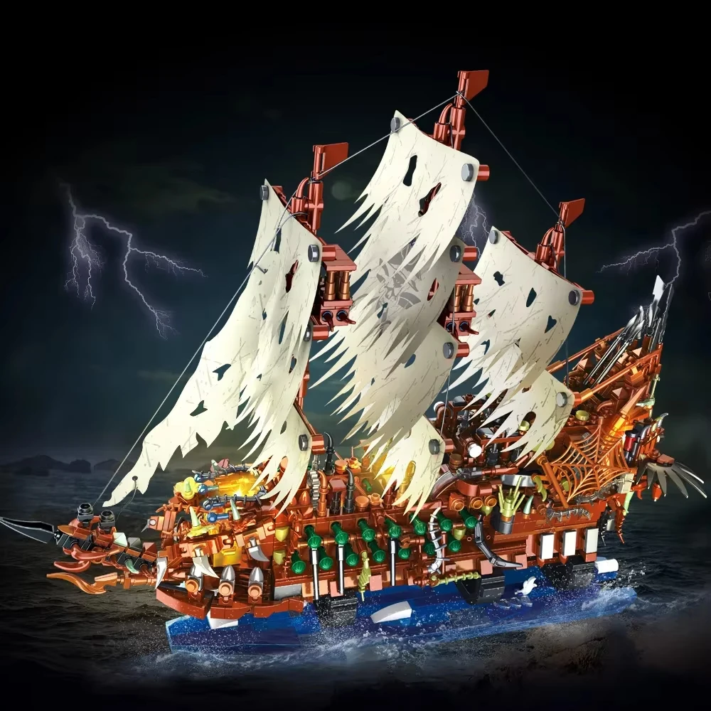 

Cool large pirate ship building block set, creative puzzle toys, boys and girls, sailing themed creative gifts