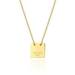 New Stainless Steel Necklace for Women Vintage 1967 Pendant Choker Chain Necklace Engagement Party Fashion Jewelry Gifts