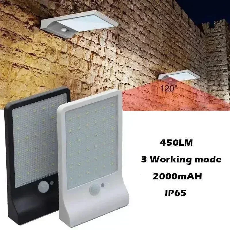 Motion Sensor Lâmpada De Segurança Do Jardim, Lâmpada De Energia Solar, Lâmpada De Parede Ao Ar Livre, Decoração Do Jardim, com ou sem Rod, 36 LED, 48LED