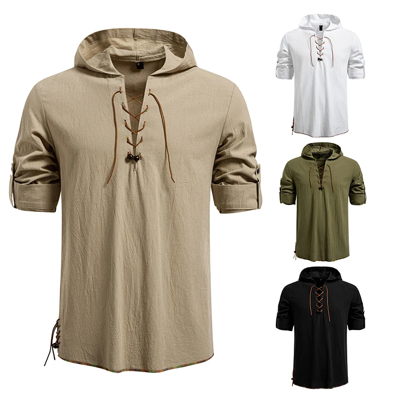 

Men Long Sleeve Shirts Drawstring Style Hoody Mens Dress Shirts Casual Hoodie Male Clothes Chemise Hemd Homme Shirt H263