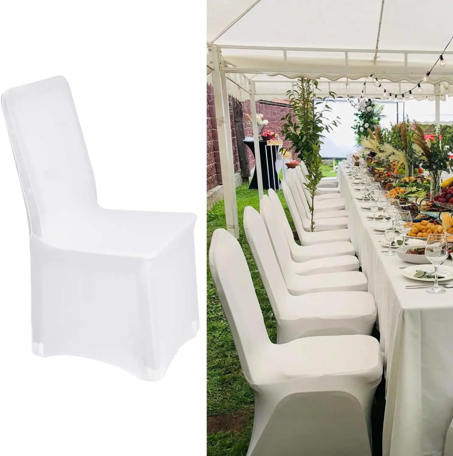 

Spandex Chair Covers White Stretch Washable Folding Chair Covers Waterproof Universal Fitted Removable Polyester Seat Covers