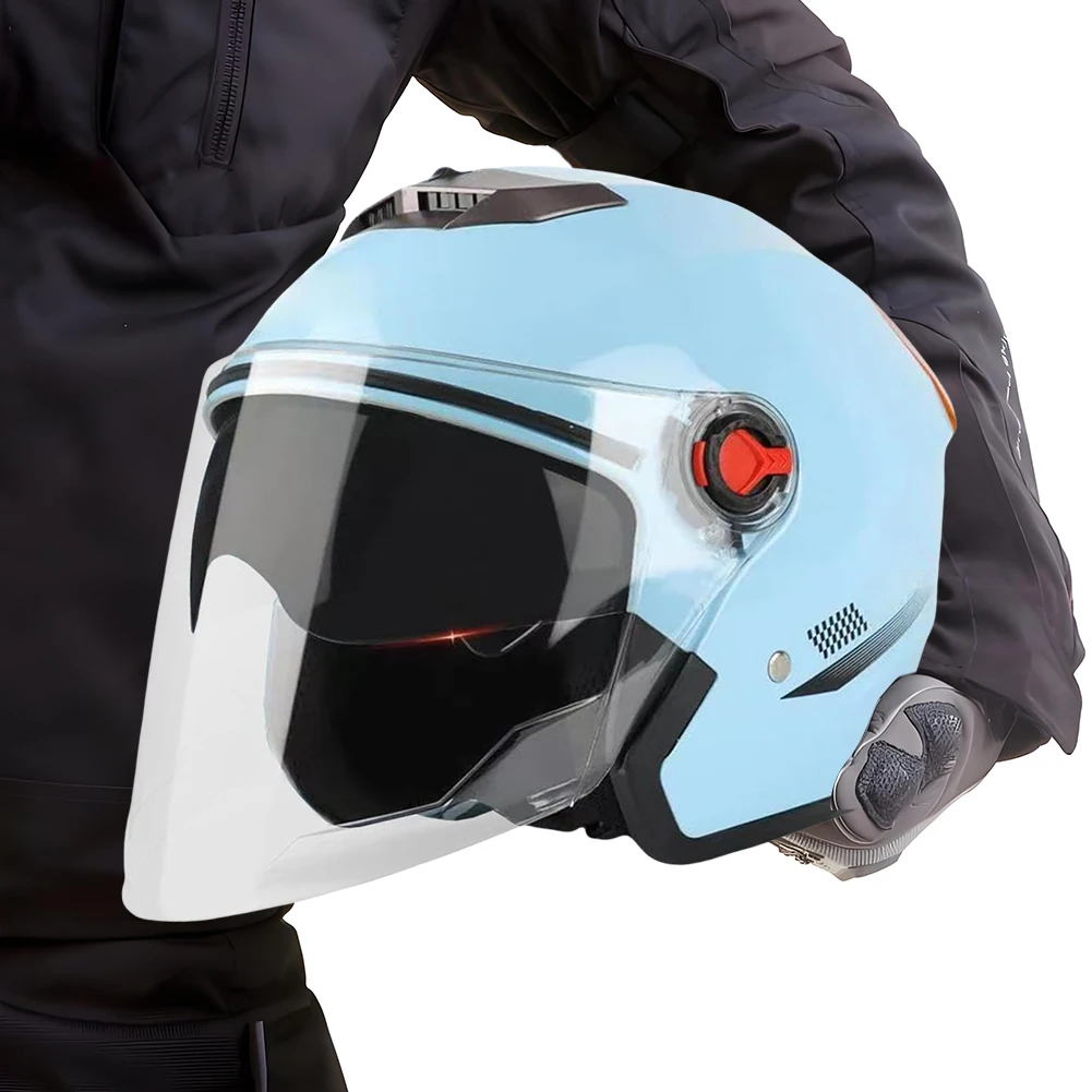 Open Face Motorcycle Helmet All Year Use Electric Scooter Helmet with Sun Visor Adults Semi-Open Helmet Woman Men Moto Equipment