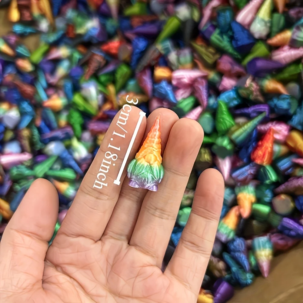 Vibrant Rainbow-Colored 3D Printed Mini Gnome Statues | Garden & Home Decor, For Christmas Stocking Stuffers, Room Accents