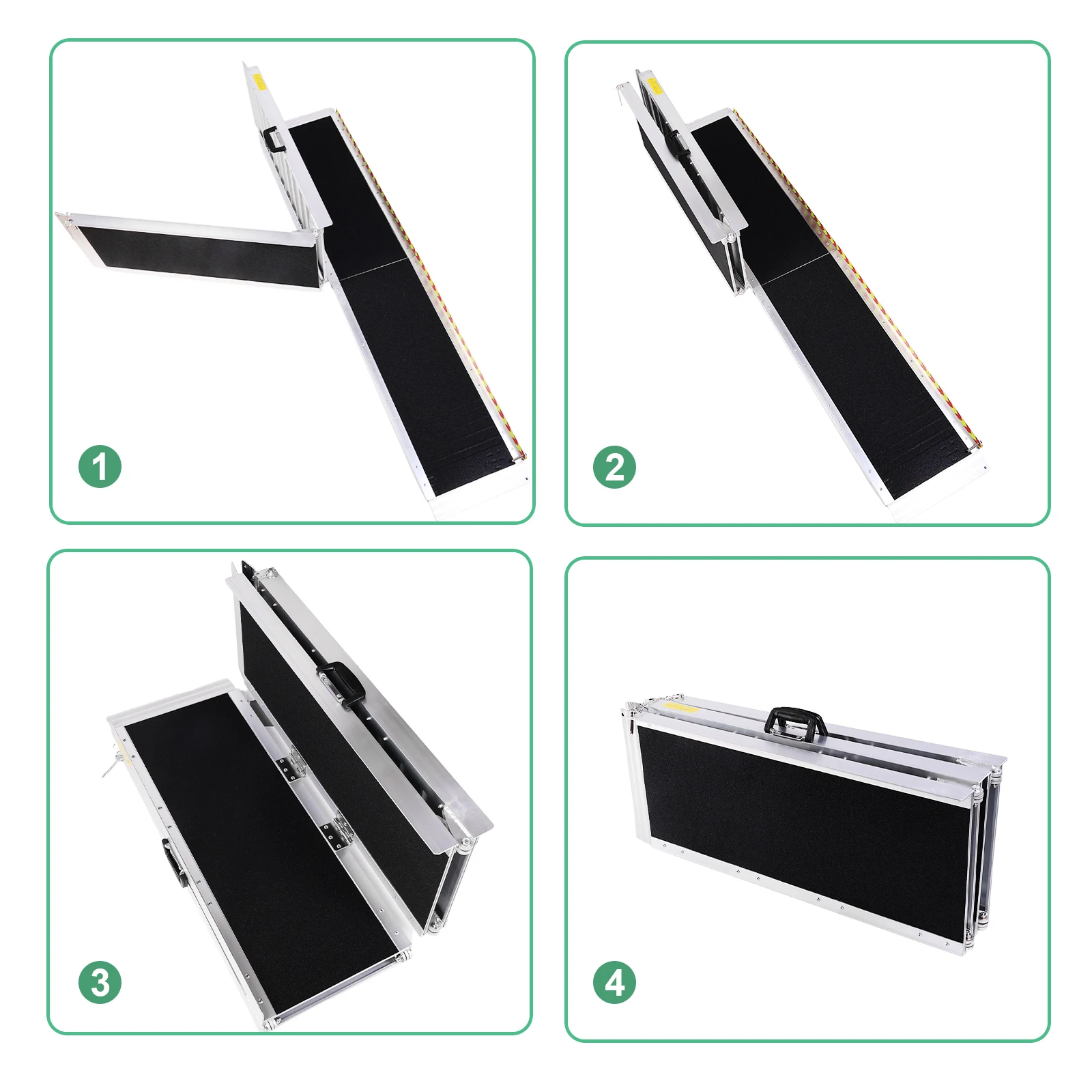 Portable Wheelchair Ramp Non-Slip Aluminum Folding Handicap Ramp Door Threshold Wheelchair Ramp for Home Steps Doorways