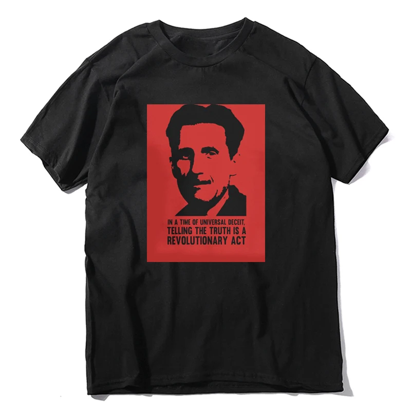 Men's Truth is Revolutionary T Shirts Author George Orwell 100% Cotton Clothing Amazing Short Sleeve Crewneck Tees Idea T-Shirts