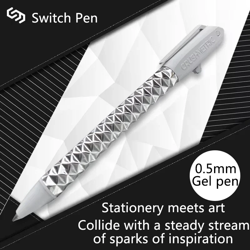 Creative Crushmetric Decompression Black Gel Pen - Intersting Change Shape Geometric Deformation Switch Press Pen 0.5mm