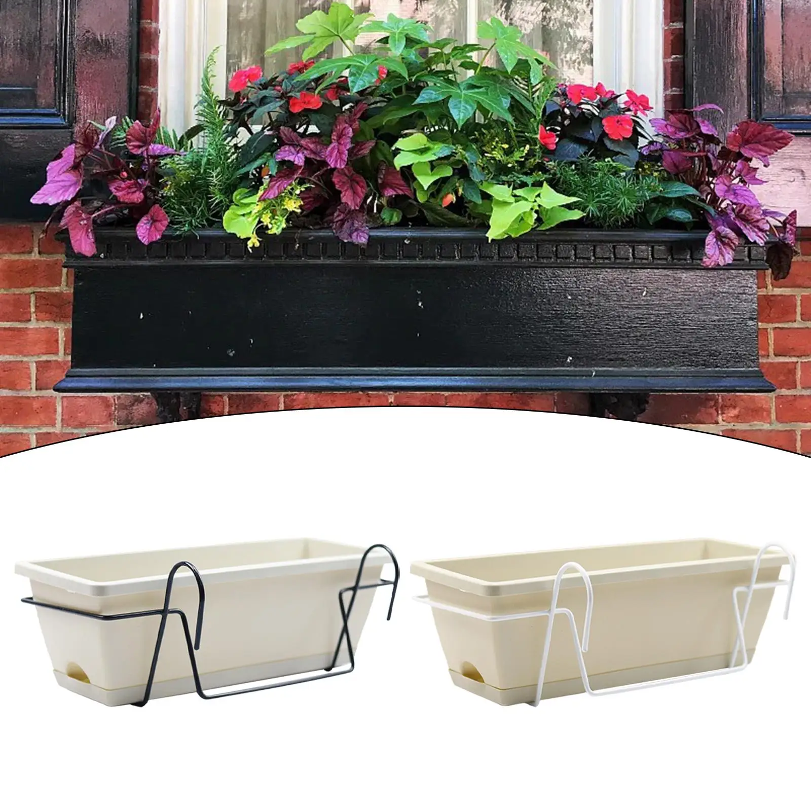

Balcony Railing Planter with Tray Rack Deck Window Boxes Planter for Windowsill Porch Indoor Outdoor Yard Garden Railing Fence