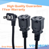 Right Angled Nema 1-15P to Dual 1-15R Splitter Cable Polarized,US AC 2-Prong Male to Female Power Outlet Extension Cord 2x18 AWG