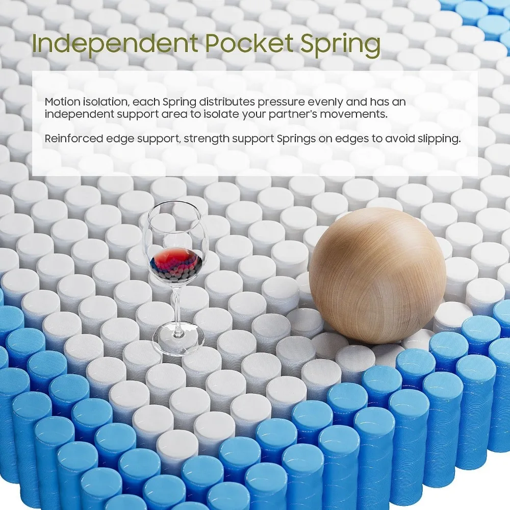 مرتبة كوين، مرتبة مقاس 10 بوصة مقاس كوين، مرتبة هجينة في صندوق، رغوة الذاكرة ودعم ثابت متوسط، Oeko-TEX & CertiPUR-US