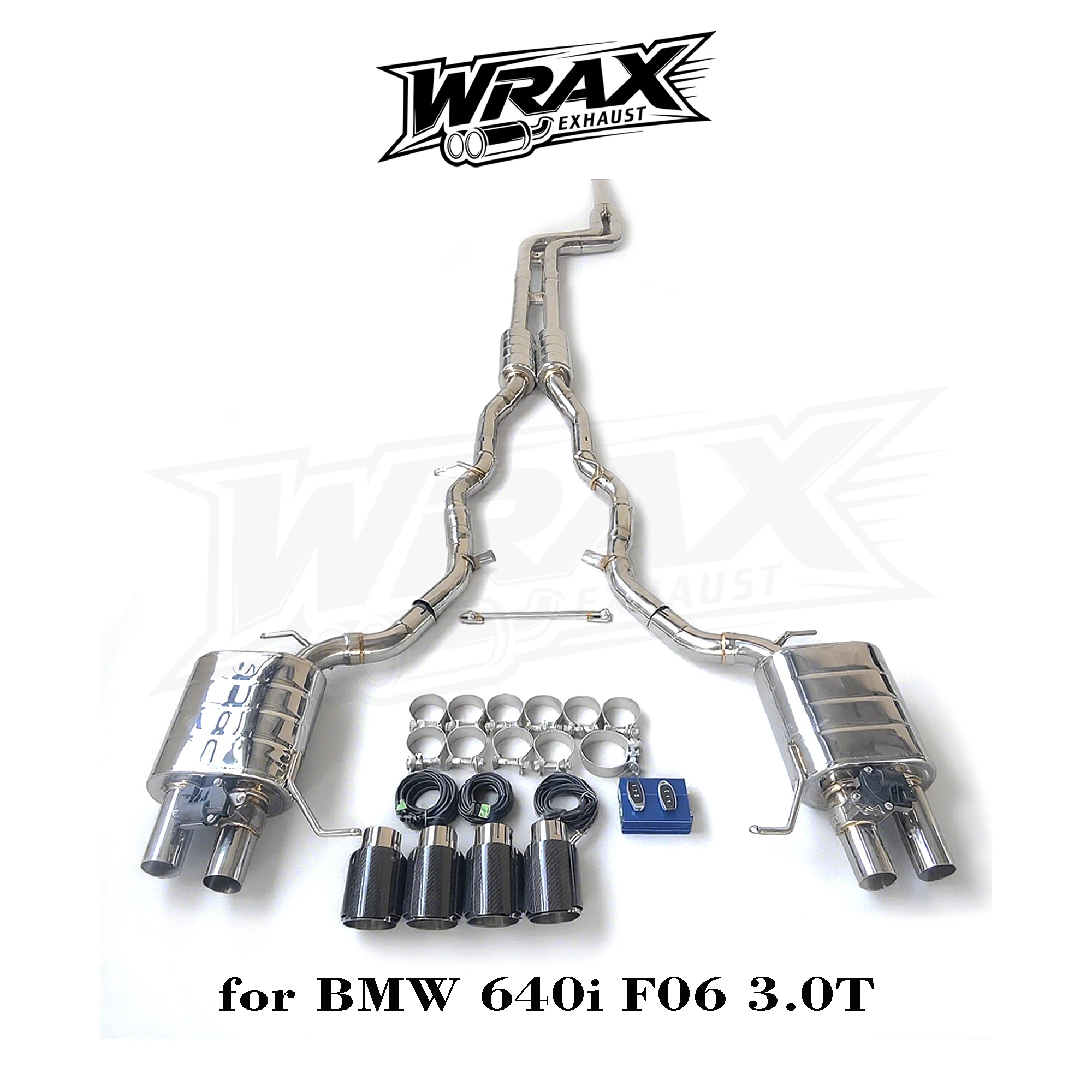 

WRAX Quad-Exit Exhaust for BMW 640i F06 3.0T SS304 Gloss Silver Catback with Valve Controller Effortless Fitment